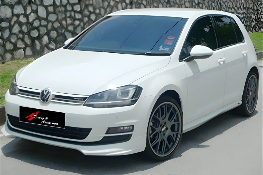 Передня Lip накладка DPT V-5 (2012-2017, чорний глянець) для Volkswagen Golf 7/E-Golf, фото 1
