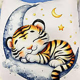 Комплект для новонароджених 56-62 розмір, принт сон Тигреня, білий з блакитним, фото 4