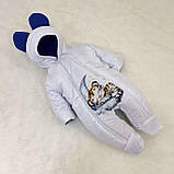 Комплект для новонароджених 56-62 розмір, принт сон Тигреня, білий з блакитним, фото 3