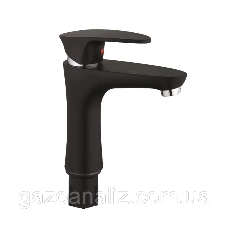 Змішувач для умивальника Plamix Cezar-001 SET Matte black (з підводкою) (PM0662)