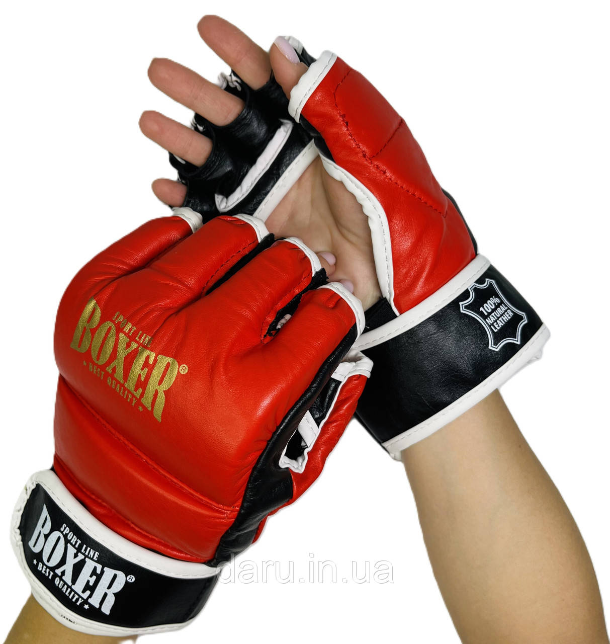 Рукавички для змішаних видів єдиноборств ММА "NEW" BOXER Sport Line Шкіра L ( чорні, сині, червоні)