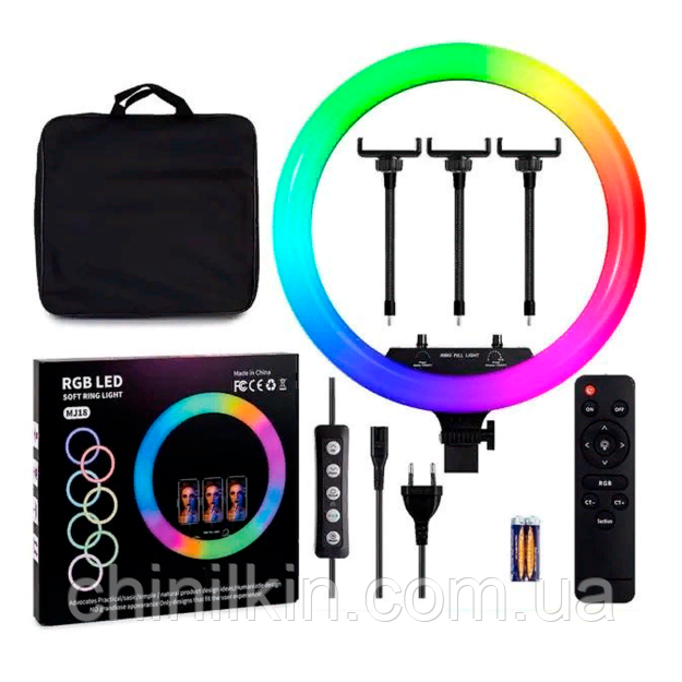 Селфі-лампа Led кільце 45см MJ-18 RGB, фото 1