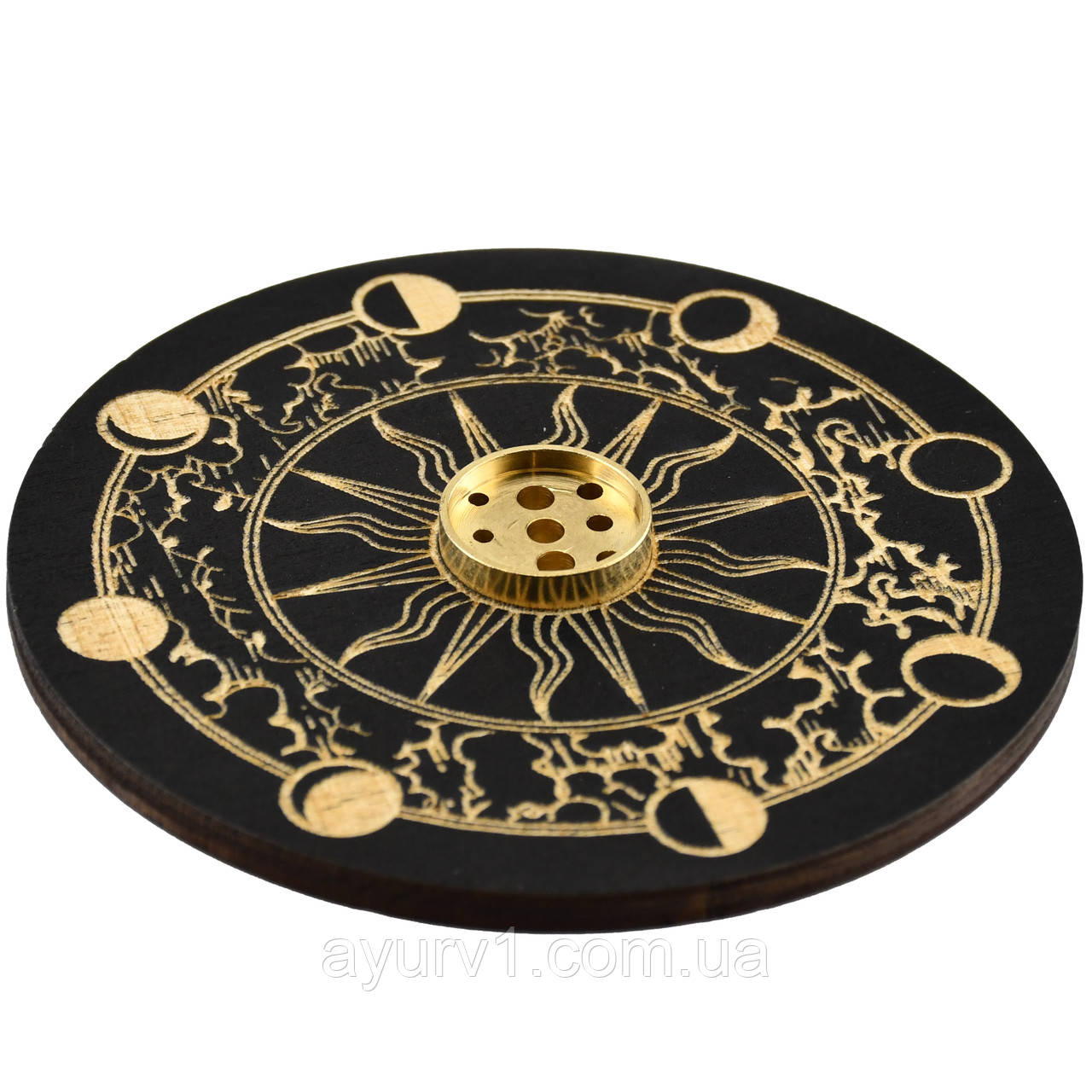 Підставка під аромапалички й арома конуси чорного кольору з фазами місяця