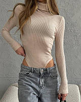 Боді - гольф з ангори в рубчик жіночий з горловиною