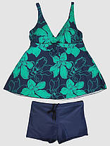 Купальник танкіні із закритою спиною та шортами Fuba 25117-1 синій-зелений 52 54 56 58 60 український розмір, фото 4