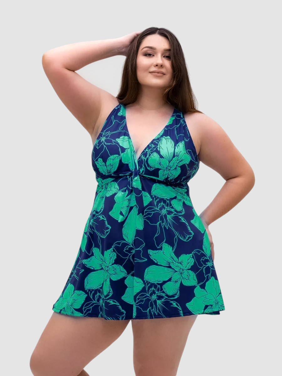 Купальник танкіні із закритою спиною та шортами Fuba 25117-1 синій-зелений 52 54 56 58 60 український розмір