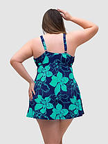 Купальник танкіні із закритою спиною та шортами Fuba 25117-1 синій-зелений 52 54 56 58 60 український розмір, фото 2