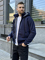 Тепла чоловіча кофта зіп худі на блискаці з тринитки на флісі та підкладкою тедді прямого крою дуже зручна