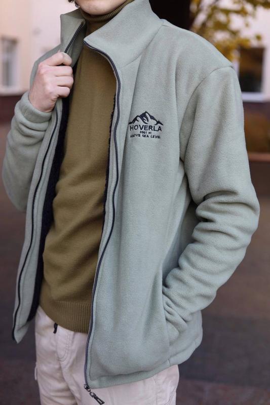 Дуже тепла флісова полар кофта бомбер на блискавціз вишивкою на хутрі, фото 1