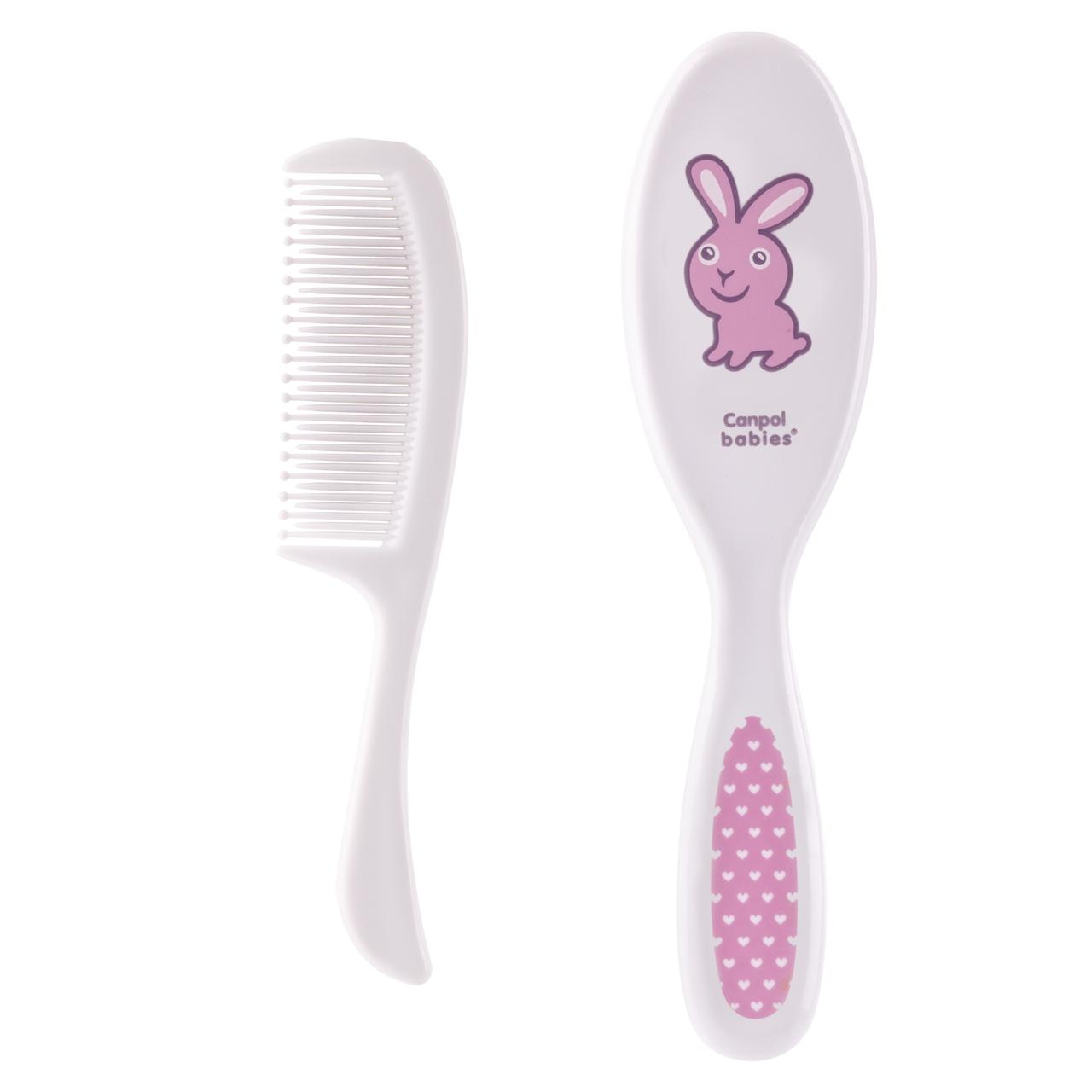 Щiтка для волосся м'яка + гребiнець Canpol babies Рожевий, фото 1