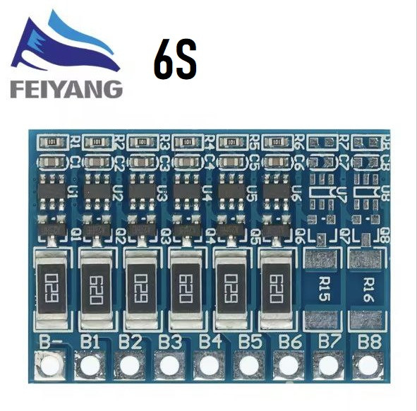 Плата BMS 6S для Li-Ion акумуляторів (4.2V±0.05V)