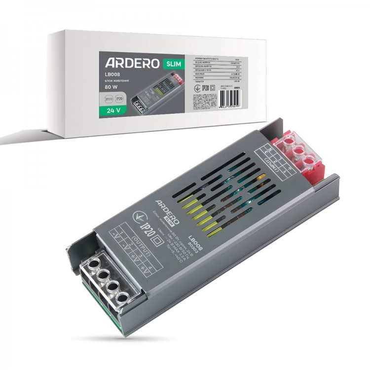 Блок живлення для LED стрічки Ardero LB008 24В 80Вт IP20 135х50х24 мм