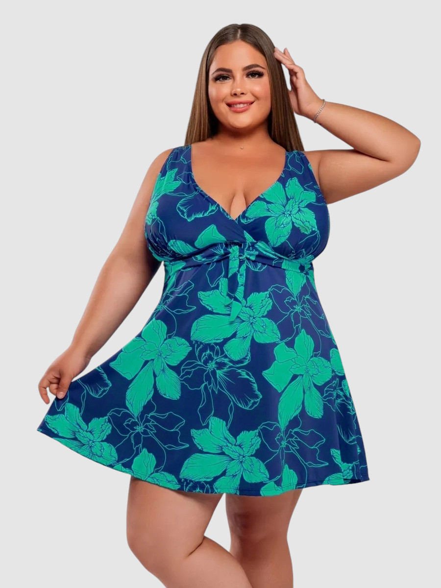 Купальник танкіні із закритою спиною та шортами Fuba 25117-2 синій-зелений 52 54 56 58 60 український розмір