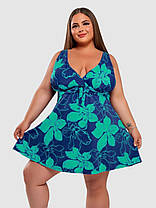 Купальник танкіні із закритою спиною та шортами Fuba 25117-2 синій-зелений 52 54 56 58 60 український розмір, фото 3