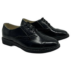 АКЦІЯ!Класичні дитячі броги туфлі зі шкіри чорного кольору «Style Shoes»