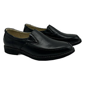 Дитячі шкільні туфлі на резинках зі шкіри чорного кольору «Style Shoes»