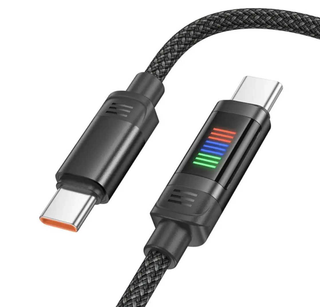 Кабель з індикатором Hoco U126 Type-C to Type-C PD 100W 1.2m - Black