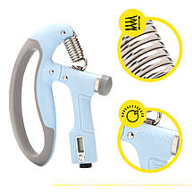 Еспандер кистьовий Cornix 10-100 кг з регульованим навантаженням і лічильником XR-0271 Sky Blue/Grey Poland, фото 2