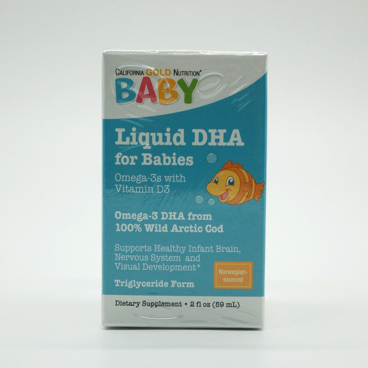 California Gold Nutrition, ДГК для дітей, омега-3 жирні кислоти з вітаміном D3, 1050 мг, 50 мл