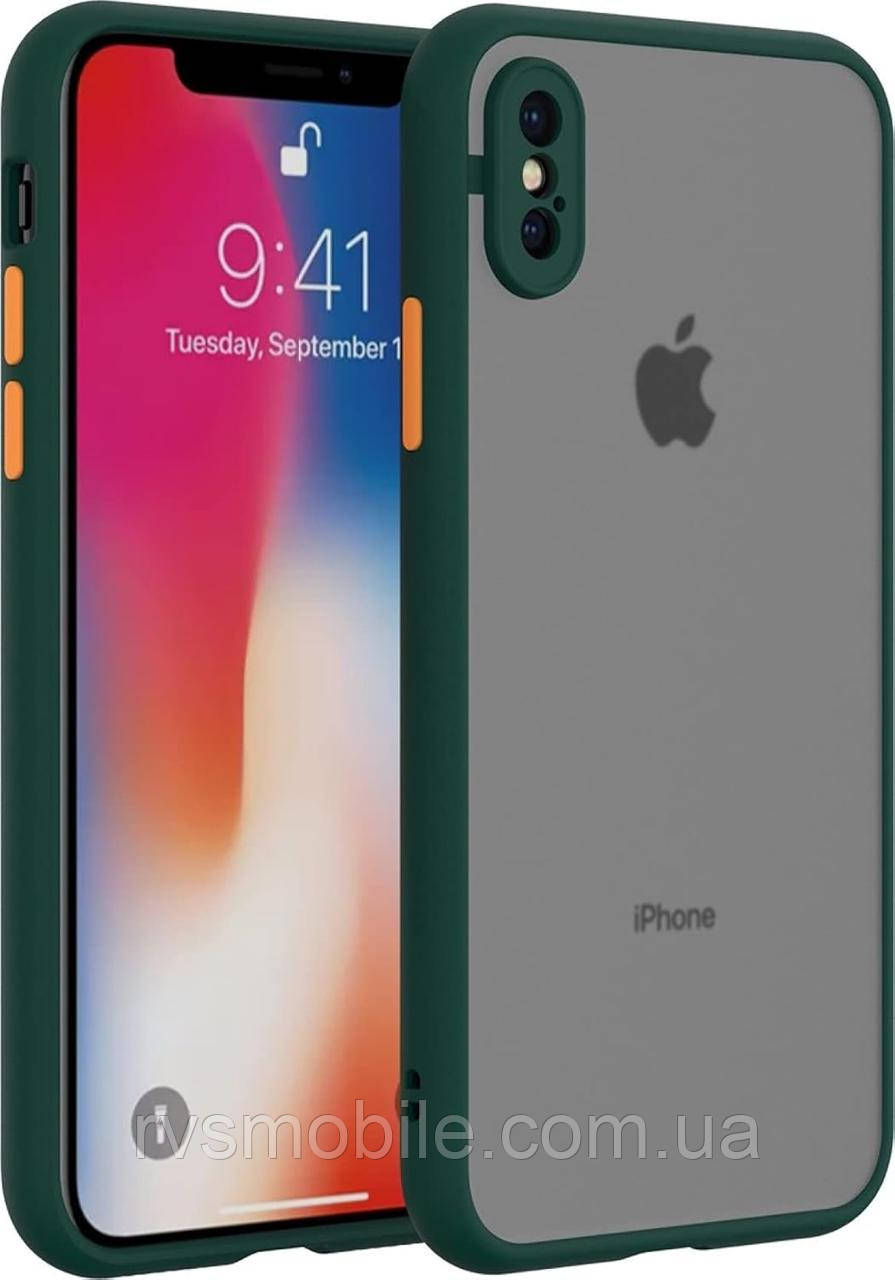 Чохол iPhone XS Max - Goospery Matte Case, Dark Green (Камера закрита)