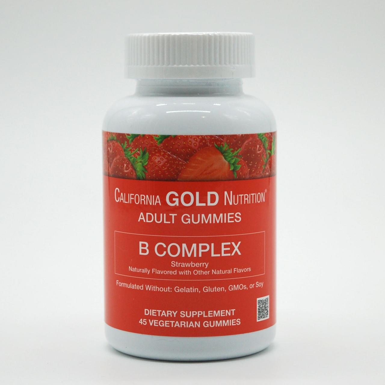 California Gold Nutrition, комплекс вітамінів групи B, зі смаком полуниці, 45 жувальних мармеладок