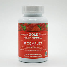 California Gold Nutrition, комплекс вітамінів групи B, зі смаком полуниці, 45 жувальних мармеладок