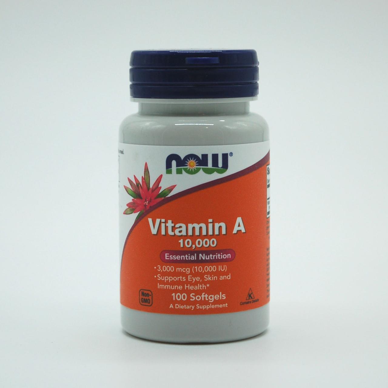 NOW Foods, вітамін A, 10 000 МО, 100 капсул