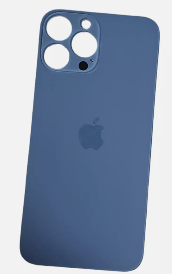 Задня кришка для iPhone 13 Pro Max, блакитна, Sierra Blue, з великими отворами під віконця камер, оригінал, фото 1