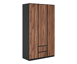 Шафа 3Д2Ш у вітальню, спальню, дитячу, офіс з ДСП Фріда дуб ліворно/чорний Світ Меблів