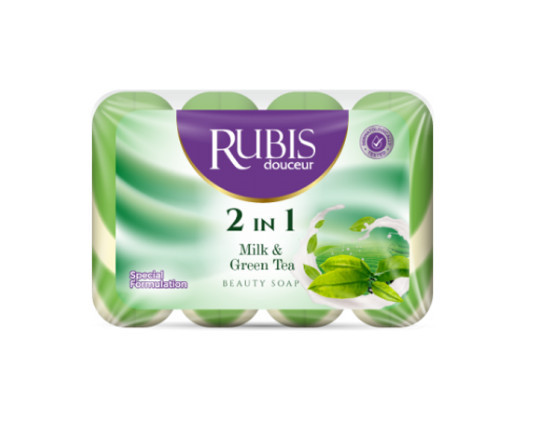 Мило Rubis 2в1 (4*90г) молоко та зелений чай (8692624152627)