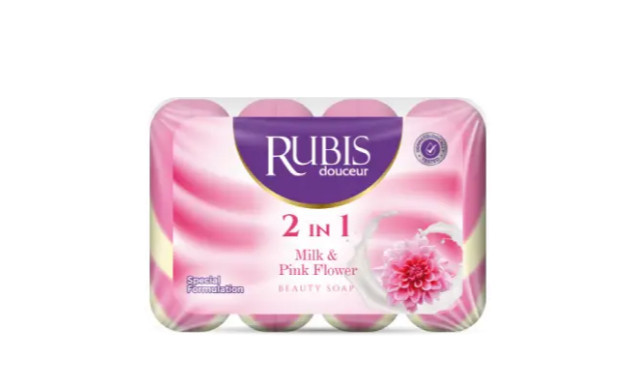 Мило Rubis 2в1 (4*90г) молоко та рожева квітка (8692624152641)