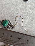Малахіт пресований сережки кульчики з індійським малахітом в сріблі. Індія, фото 5