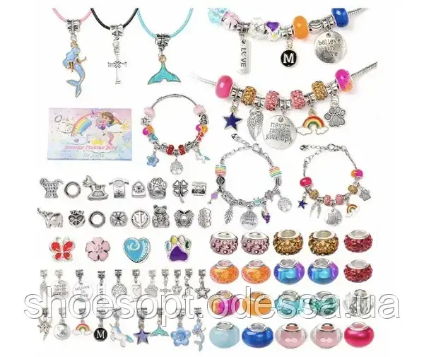 Набір намистин та підвісок для плетіння прикрас, 98 предметів, фото 1