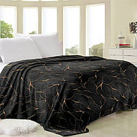 Великий флісовий плед Чорний мармур 220х240 із мікрофібри Велсофт