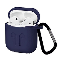 Силіконовий чохол для AirPods 1/2 з карабіном Dark blue (синій)