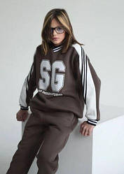 Стильний теплий спортивний костюм оверсайз для дівчат, р-ри на рости 140 - 158