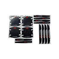 Наклейки силиконовые защитные черные карбон на дверные ручки,+ под дверные ручки с маркой авто Hyundai