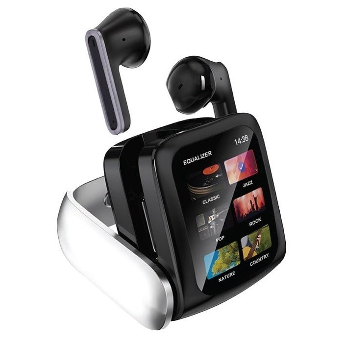 Бездротові Bluetooth навушники TWS із сенсорним екраном Green Lion Smart Display Earbuds Чорний