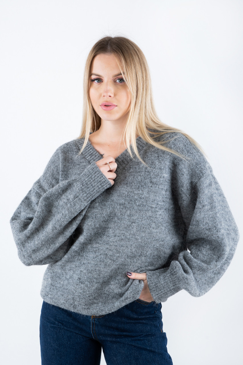 Джемпер з V-вирізом сірий 66017 (2000000139760), фото 1