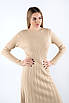 Плаття міді з декоративною вʼязкою бежеве 83082 (2000000139777), фото 5