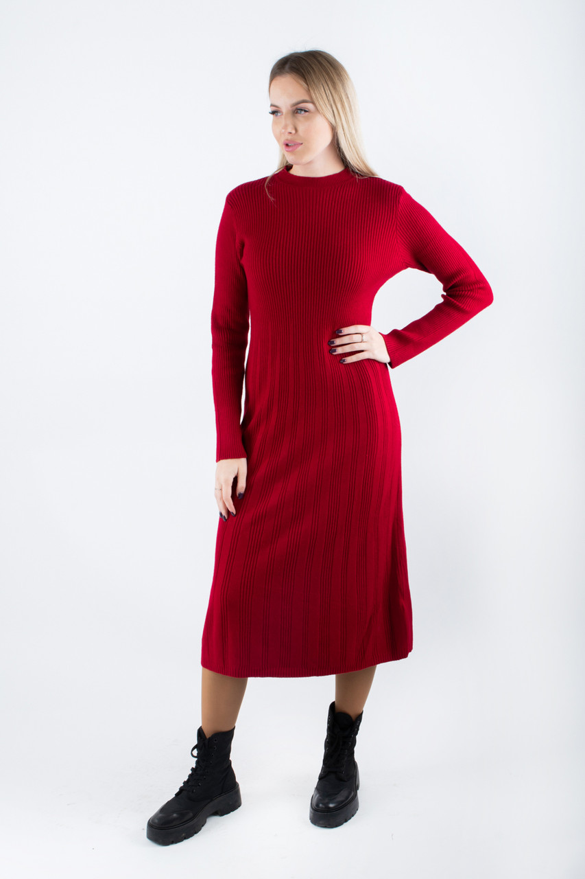 Плаття міді з декоративною вʼязкою червоне 83082 (2000000139784), фото 1