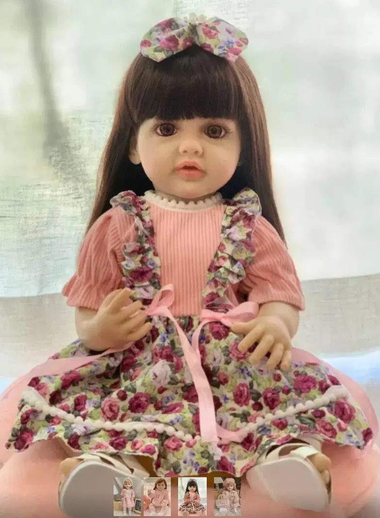 Лялька вінілова 55см, ручна робота, в квітковому сарафані, Reborn Baby Doll 44