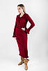 Плаття міді з коміром поло та ґудзиками бургунді 83076 (2000000140339), фото 3