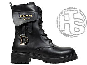 Жіночі зимові черевики Dior Boots Black (з хутром) ALL07187