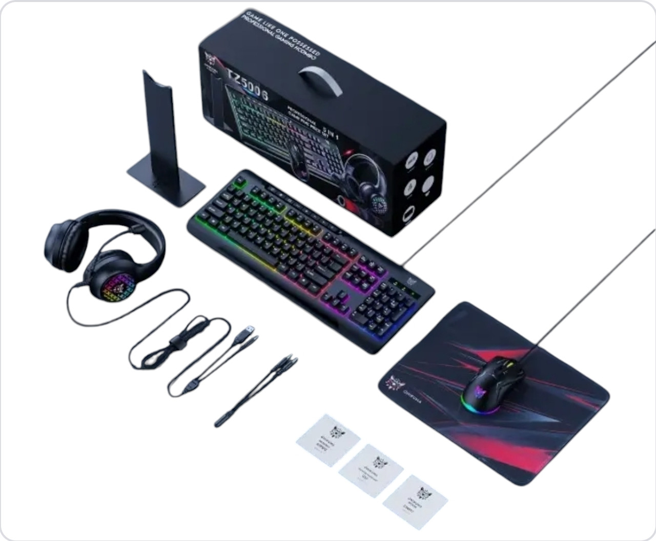 Ігровий комплект навушники, клавіатура, мишка, килимок Onikuma TZ5006