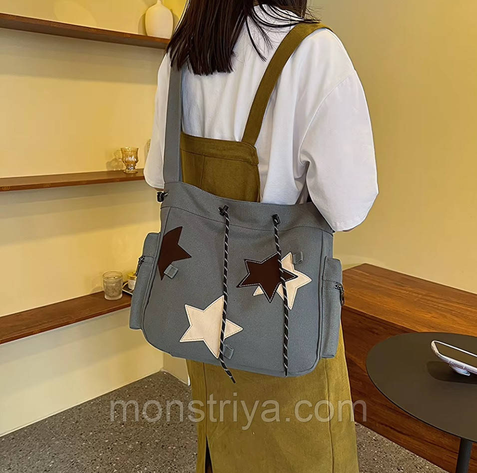 ТОП ПРОДАВ! Трендова, молодіжна сумка STARS, коричнева, фото 1