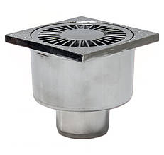 Трап зливний вертикальний хромований REDI DN 50 (100x100) для каналізації (Італія) CV10JCR