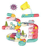 Дитяча водна гірка для ванної кімнати Іграшка у ванну на присосках для малюків 72 деталі Іграшки для ванної, фото 2