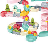 Дитяча водна гірка для ванної кімнати Іграшка у ванну на присосках для малюків 72 деталі Іграшки для ванної, фото 3