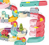 Дитяча водна гірка для ванної кімнати Іграшка у ванну на присосках для малюків 72 деталі Іграшки для ванної, фото 4